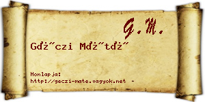 Géczi Máté névjegykártya